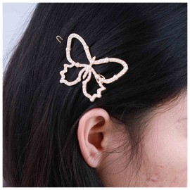 Iaceble Boho Pearl Butterfly Hair Clips Hollow Butterfly Side Clip Barrette Gold Pearl Hairpin Bridal Butterfly Hairclip Decorative Hair Accessories for Women and Girl Headdress