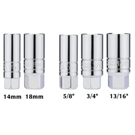 EMENTOL 5PCS 3/8" Drive Spark Plug Socket Set, CR-V, SAE and Metric, 3/8" Drive 6-Point Socket Set | EMENTOL