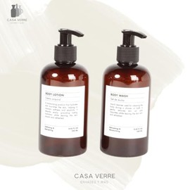 2 Botellas Pet con dispensador de 250 ml: Reutilizables y versátiles. para Manos, Ducha, Shampoo, acondicionador o jabón líquido. Incluye Etiquetas. I