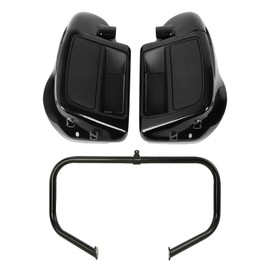TCMT Highway Engine Guard Crash Bar Lower Vented Leg Fairing with 6.5" Speaker Pod Fit For Harley Touring Road King Road Glide Street Glide Electra Glide 2014-2023 CVO Limited FLHTKSE 2018-2020