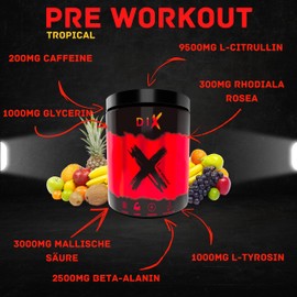 PRE-WORKOUT Pro | Energy | Pump | Focus | Electrolyte | L-Citrulline | Beta-Alanine | L-Tyrosine | Rhodiala Rosea | Malic Acid (TROPICAL)