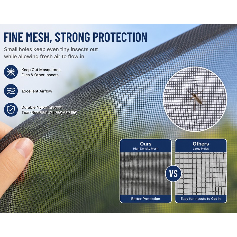 White Nylon Mesh Screen for Mosquito and Insect Protection -