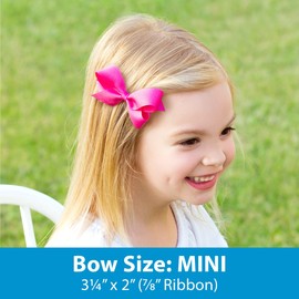 Wee Ones Girls' Classic Grosgrain Hair Bow with Scalloped Edges and Plain Wrap Center on a WeeStay Hair Clip, Mini, Black