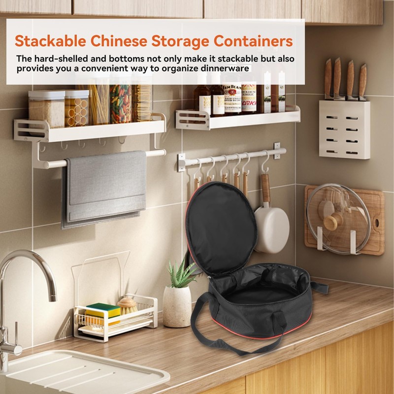 Dishes Storage Bag, Round Crockery Storage Bag Storage Container for