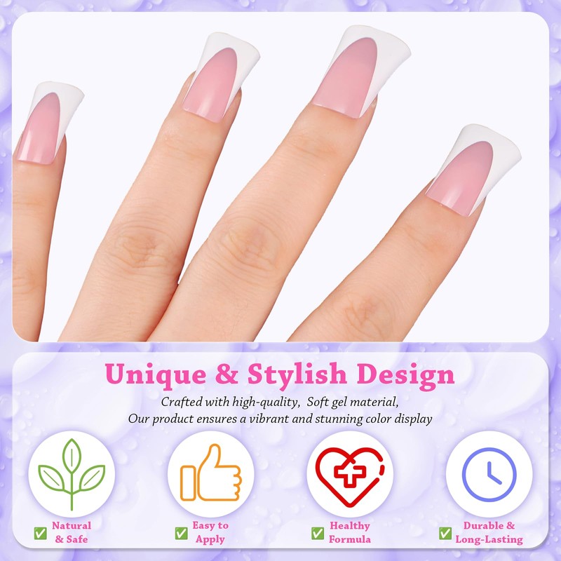 outopen 120pcs Duck Nail Tips Short Caramel Pink French Duck