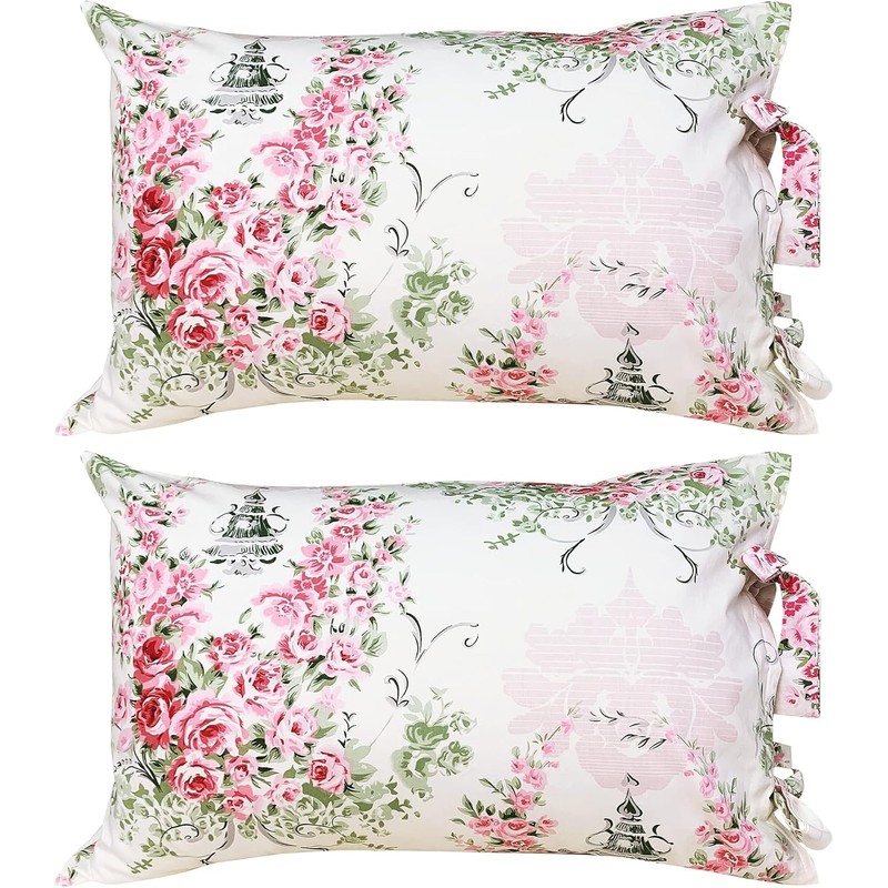 ABREEZE Sheets Set Queen Floral Sheets 100% Cotton Elegant Farmhouse