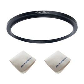 67mm Lens to 62mm Camera Lens Adapter 67mm to 62mm Step Down Ring Adapter Ring for All Brands of UV ND CPL, with Premium Lens Wiping Cloth 2 Pack (67mm-62mm)