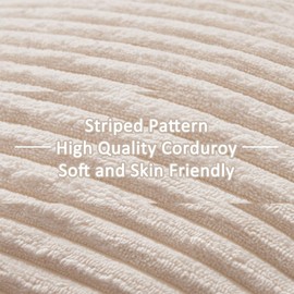 Topfinel Decorative Corduroy Cushion Covers for Children, the Sofa, Couch, Living Room, Bedroom, Set of 2, 30 x 50 cm, Beige