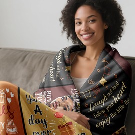 YHIKOUY African American 70th Birthday Gifts for Women Blanket 60"X50", Encouragement Inspirational Bday Gift, 70 Year Old Birthday Gifts for Black Women Mom Lady Girl Friend