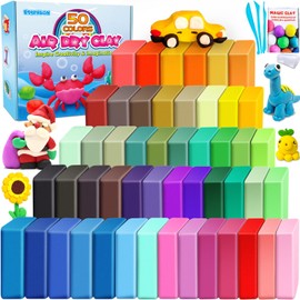Air Dry Clay 50 Colors, Modeling Clay for Kids, DIY Molding Magic Clay, Gift for Kids