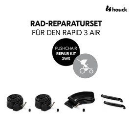 hauck Pram Inner Tube Set 2 x 12 Inch and 1 x 10 Inch Diameter Including Tyre Lever, Replacement Tyre Hose for Tricycle Pushchairs and Buggies e.g. Hauck Rapid 3 Air (Black)