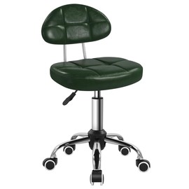 BFTOU Square Minimalist Swivel Stool with Wheel for Work SPA Shop Massage Height-Adjustable and Cost-Effective Rolling Stool Chair with Back (Green)