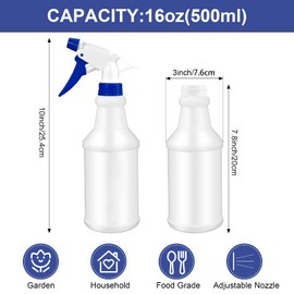 12 Piezas 16 Onzas Botella Plástica del Espray, a Prueba de Fugas Vacío y Reutilizable para Limpieza, Agua, Auto Detalles o Baño y Cocina, Comercial y Residencial (Azul Oscuro, Blanco)