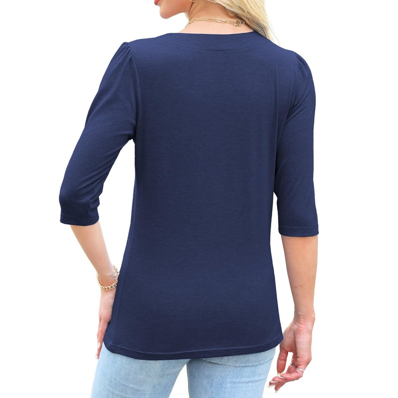 JomeDesign 3/4 Sleeve Shirts for Women V Neck Tunic Tops