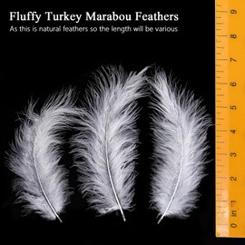 THARAHT 200pcs Fluffy Turkey Marabou Feathers 4-6inch for Craft Dream Catcher Decoration Natural Fluffy Turkey Marabou Feathers,White
