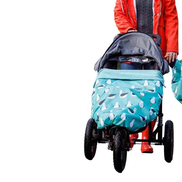 BundleBean - GO Multi-use Waterproof Footmuff (Seagulls) - Use as Pushchair, Carrier, Sling, Car Seat Cover, Opens as Playmat, Universal Fit & Extends to Fit Newborn to 4 Years Old
