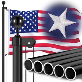 Super Thick Flag Pole Kit, 20 FT 12 Gauge Aluminum flagpoles for outside house, Heavy Duty flag pole with Embroidered American Flag and All Metal Hardware,100MPH Wind Tested
