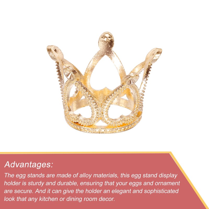 sourcing map Crystal Ball Display Holder Crown Shaped Egg Stand
