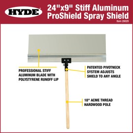 HYDE 28020 Proshield Stiff Labeled Spray Shield, 29 in L X 9 in W, Aluminum, 24 x 9