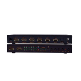 ViewHD HDMI 6x2 Matrix Supports | HDMI v1.4 / 4K@30Hz | ARC | Toslink Audio Output | 3.5mm Headphone Output | Model: HM6X2i