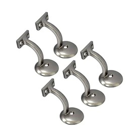 QCAA Heavy Duty Zinc Die Cast Handrail Bracket, Brushed Satin Nickel, 5 Pack, Made in Taiwan