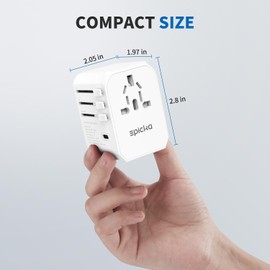 EPICKA Travel Adapter Worldwide, Universal Travel Plug Adapter 30 W, International Socket Adapter with 3 USB-C, 2 USB-A, Travel Adapter for Germany, USA, UK, Japan, Thailand, Australia, TA-105C, White
