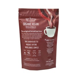 Two Leaves and a Bud Organic Assam - 50 Naked Tea Sachets, Whole Leaf Black Tea in Eco-Friendly Unwrapped Compostable Sachets, Resealable Bag, 50 Count (Pack of 1)