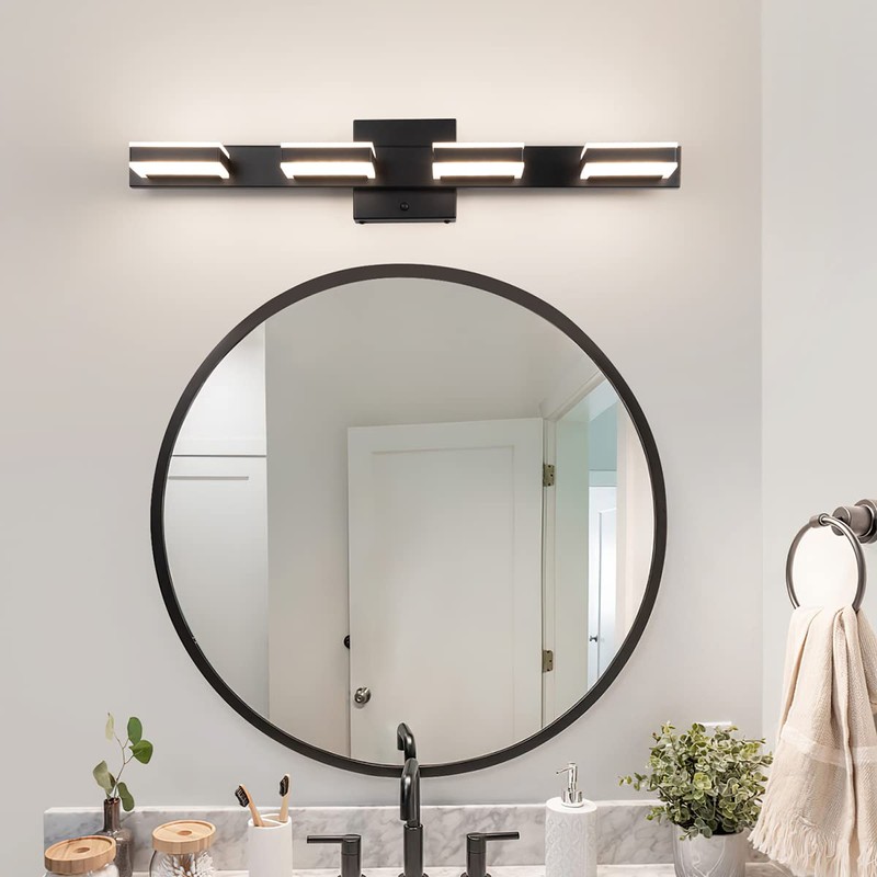 mirrea 24" Black Vanity Lights for Bathroom 4 Light Vanity