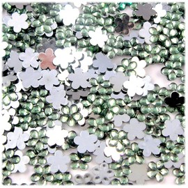 144pc Acrylic Aluminum foil Flat Back Flower Rhinestones 10mm Light Green (Peridot)