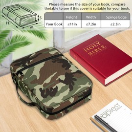 Bible Cover with Durable Handle, Carrying Book Case Church Bag Bible, Protective with Zippered Pocket, Bible Study Accessories Supplies, Book Protector for Book Lovers, Camouflage