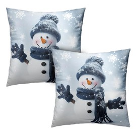 Kwlegh Christmas Decorations Snowman Pillows Covers Winter Snowflake Couch Throw Pillows Cases 24x24 Set of 2 Cotton Pillow Cases Decorative Christmas Pillows for Outside