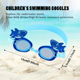 UHDS Swimming Goggles for Children, Shark, Comfortable Swimming Goggles UV Protection, Anti-Fog Coating, Diving Goggles for Girls Boys Age 3-12 Years with Nose Clips, Ear Plugs and Glasses Box