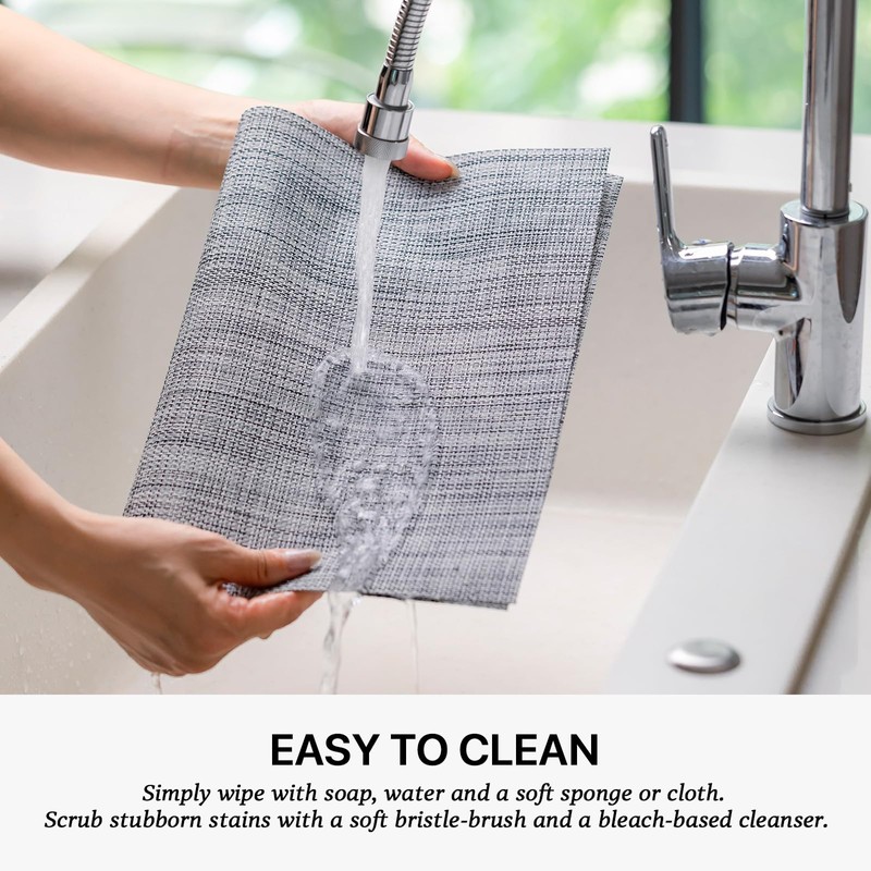 LEXMORE Placemats Set of 4 Vinyl/Plastic Woven Place Mats for