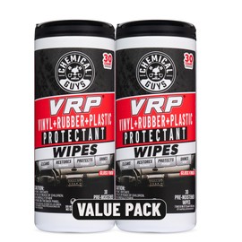 Chemical Guys VRP Vinyl, Rubber, Plastic Shine and Protectant Wipes Canister (30 ct) (2 Pack) – Quick Detail Wipes for Interior & Exterior Surfaces