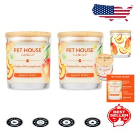 2 Pack of Clean Burning Mango Peach Pet House Candles - Eco-Friendly Luxury