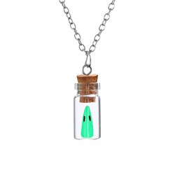 Ghost in A Bottle Pendant Necklace Glow in the Dark Adopt A Ghost Necklace Cute DIY Ghost Novelty Jewelry for Women Men