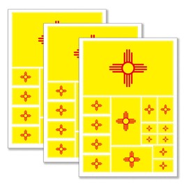 QQSD New Mexico Flag Sticker Decal in Multiple Sizes, 3 Pack, 11.7 x 8.3 Inches