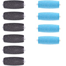 Pack of 10 Extra Coarse Mineral Replacement Rollers Compatible with Velvet Smooth Callus Remover Refill Rolls with Diamond Particles (6 Extra Coarse and 4 Even Coarse)