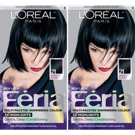L'Oreal Paris Feria Multi-Faceted Shimmering Permanent Hair Color, 21 Starry Night, Hair Dye Kit, Pack of 2