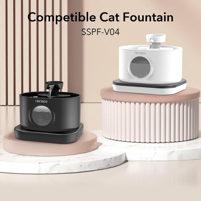 PEKTACO Replacement Filters for Wireless Cat Water Fountain SSPF-V04, 2.8L/95oz