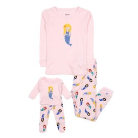 2 Piece Doll & Kid Pajama Mermaid 8 Years, Pink