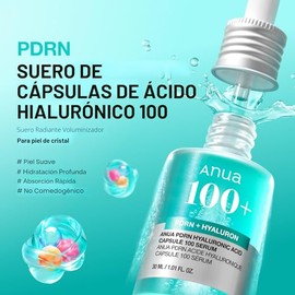 Suero en Cápsula de Ácido Hialuronico PDRN de Anua, Suero Facial Radiante, Ácido Hialuronico, Hidratación, Efecto de Relleno de Humedad, Color Natural