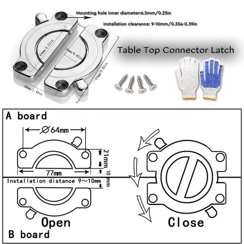 Zinc Alloy Table Buckle Connectors Heavy Duty Table Top Connector