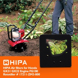 Hipa 2PCS 17211-ZM3-800 Air Filter for Honda GX22 GX31 Engine FG100 Tiller Cultivator w Primer Bulb Fuel Filter