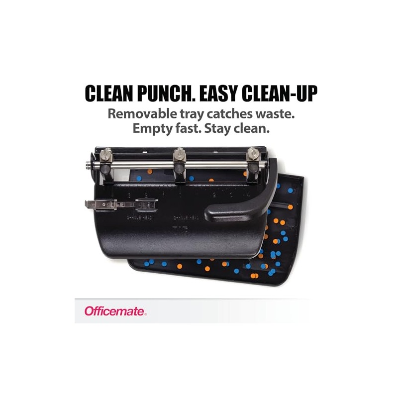 Officemate 90078 Heavy Duty Adjustable 2-3 Hole Punch with Lever