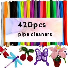 420PCS Pipe Cleaners Craft Supplies,Multi-Colored Chenille Stems for DIY Arts Crafts Project,Fidget Toys for Ages 8-13,Teen Girl Gifts,Kids Crafts,Family Decoration