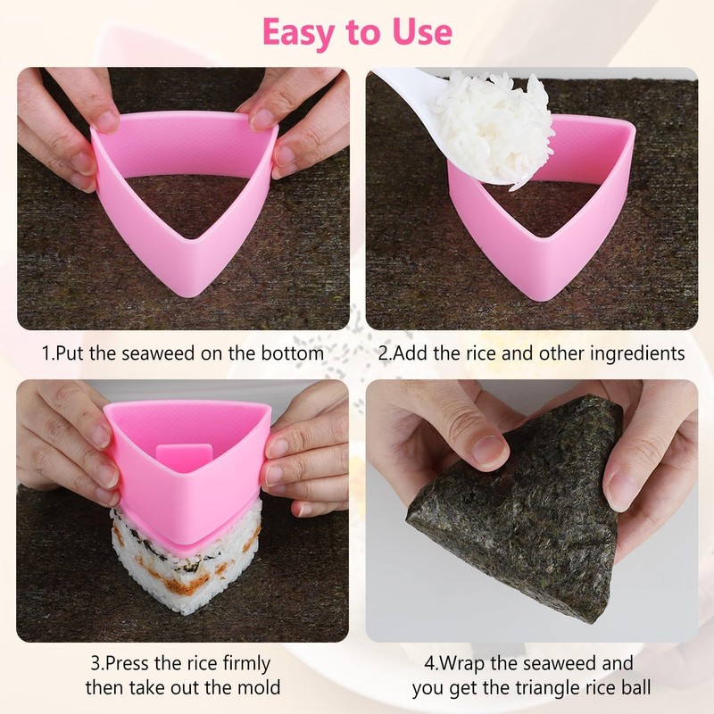 4Pcs Onigiri Mold Triangle Rice Ball Mold Sushi Makers,Triangular Onigiri
