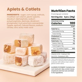 Liberty Orchards Original Aplets & Cotlets - Gourmet Chewy Snack in Gift Box, Gluten Free, Lokum with Nuts, Apricot Walnut Vegan Turkish Delight Candy 10 Oz