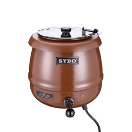 SYBO SB-6000-1B Commercial Grade Soup Warmer Kettle with Hinged Lid and Detachable Stainless Steel Insert Pot for Restaurant Parties Buffet, 10.5 Quarts, Brown