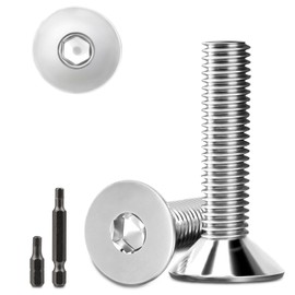 Countersunk Screws Stainless Steel M6 x 20 mm Hexagon Socket M6 Stainless Steel Screws Countersunk Screws Socket Threaded Screws Countersunk Screw with 2 Hexagonal Screwdriver Head DIN 7991/ISO 10642